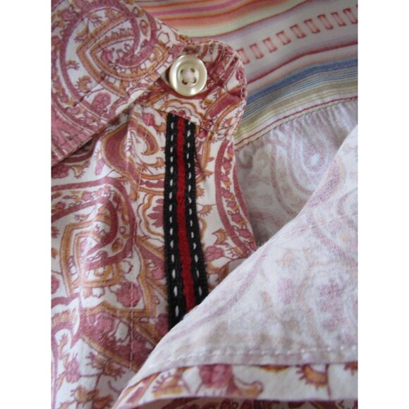 Synergy Raspberry Peach Paisley Button Up Shirt 3XL Liberty Cuffs EUC - Picture 5 of 16